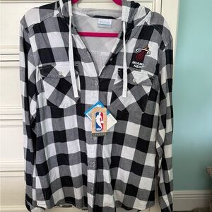 Columbia Black and White Checkered Hoodie with Miami Heat Logo